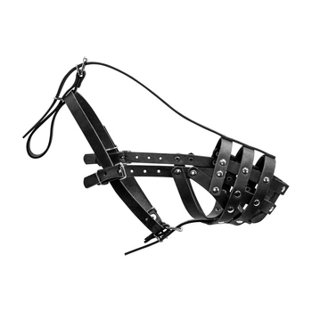 Намордник для собак кожаный твёрдый (корзинчатый) CoLLaR №2 (доберман, овчарка малая, далматин, сеттер малый), чёрный, длина морды 9 см, обхват 28 см, регулируемые ремни, металлическая фурнитура — арт. 05971