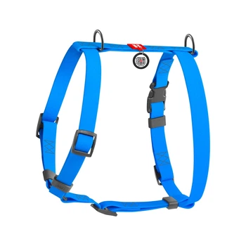 Шлейка для собак M (середніх порід) WAUDOG Waterproof – блакитний, водостійка анатомічна H-подібна, Collartex, пластикова пряжка-фастекс, QR-паспорт, стрічка 20 мм, обхват шиї 40–66 см, грудей 50–80 см, арт. 32812