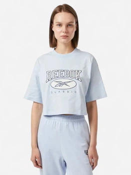 Футболка хлопковая спортивная короткая женская Reebok 3W Reebok Classics Big Logo 100036318 XL Голубая (4066763407308)