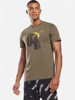 Футболка бавовняна спортивна довга чоловіча Reebok 2M TS Compression SS HB7247 S Хакі (4065424056404)