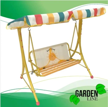 Детские садовые качели Garden Line KRE1128 двухместные с навесом металлический каркас 117×73×107 см