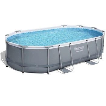 Бассейн каркасный Bestway 56448 овальный из ПВХ 488 х 305 х 107 см с чашей и каркасом Серый (21-9-56448-0 BW)