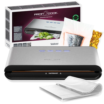 Вакуумний упаковувач ProfiCook PC-VK 1080 – автоматичне вакуумування, 120 Вт, 12 л/хв, 18 пакетів для Sous-Vide, зберігає свіжість продуктів до 8 разів довше, корпус з нержавіючої сталі