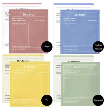 Нічна гідрогелева маска Biodance 4 упаковки: з колагеном, гіалуроновою кислотою, вітаміном С, водоростями 136 г х 4 шт