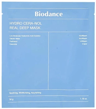 Нічна гідрогелева маска з керамидами Biodance Hydro Cera-nol Real Deep Mask з низькомолекулярним колагеном 34 г х 1 шт