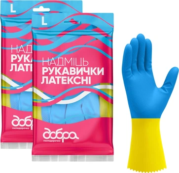 Упаковка рукавичок латексних Добра господарочка Надміцні L 2 пари (4820086523783)