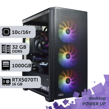 Рабочая станция PowerUp Desktop #622 Core i5 14400F / 32 GB / SSD 1TB / GeForce RTX 5070Ti 16GB специализированная вычислительная графическая система для архитекторов и инженеров