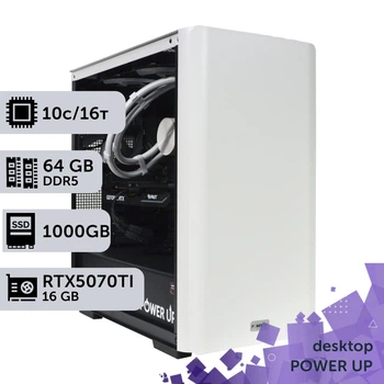 Рабочая станция PowerUp Desktop #624 Core i5 14400F / 64 GB / SSD 1TB / GeForce RTX 5070Ti 16GB специализированная вычислительная графическая система для архитекторов и инженеров