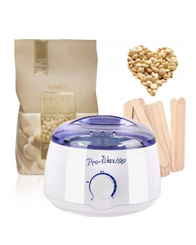 Набір воскоплав ProWax-100 білий, віск у гранулах 500 г ItalWax та шпателі