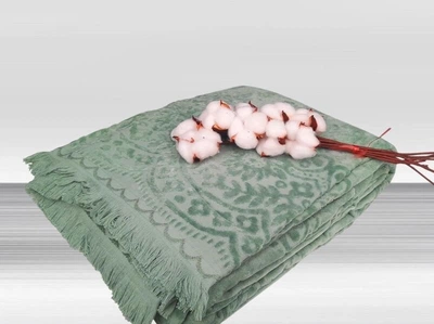 Простирадло махрове Parisa Home. Velour Premium JV-144 зеленого кольору-200х220