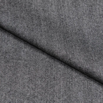 Ткань костюмная фланель шерстяная темно-серая елочка (190г/м.кв150см пог.м) 188653