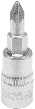 Головка торцева YATO з викрутковою насадкою Pozidriv 1/4" PZ1 37 мм (YT-04417)