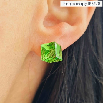 Сережки гвізкдки з Салатовим каменем Сваровскі Хамелеон, 1,2см, Xuping 18К