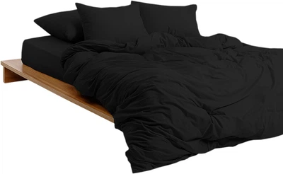 Комплект постельного белья Mirson Евро 200х220 см 006 Black Soft Touch of Satin (2200011278377)