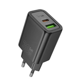 Сетевое зарядное устройство HOCO N63 Gentle PD30W+QC3.0 (1USB-A/1C) (Black) (219652)