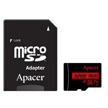 Карта памяти Apacer microSDHC (UHS-1) 32Gb class 10 V10 A1 R100MB/s + SD adapter (Black) (200012)