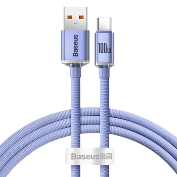 Дата кабель Baseus Crystal Shine Series USB to Type-C 100W (1.2m) (CAJY00040) (Purple) (191125)