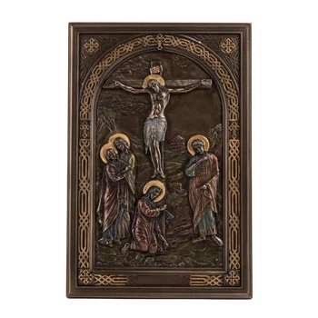 Икона настенная Veronese Распятие Иисуса 23х15х1,3 см 76555 полистоун покрытый бронзой