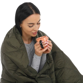Одеяло мультифункциональное 3в1 с чехлом CAMPING MULTIFUNCTIONAL PUFFY BLANKET 4Monster 450 г 175x140 см Нейлон Утиный пух оливковый C-PBF-140