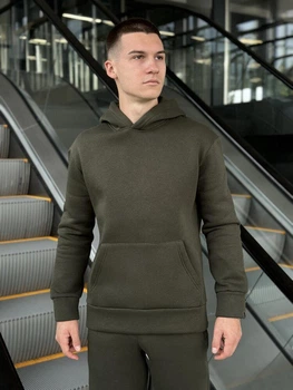 Чоловічий зимовий худі на флісі L хакі (BLhu2557kh)