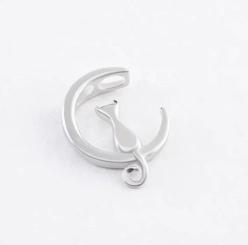 Серебряная подвеска кулон без камней Кот на Луне Серебро 925 пробы Родированное пк2/1048 0.90г