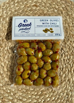 Оливки зеленые с косточкой и перцем Буково Greek Product 250г