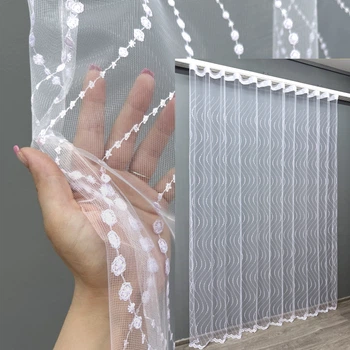 Тюль VR-Textil 1728т Фатин з вишивкою Холодний білий 300х270 см (42-0753)