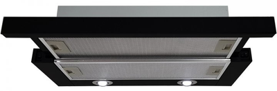 Вытяжка Luxor Fantom 2 мотора 1000 м3 F 60 BK Glass LED + гофротруба в комплекте черное стекло