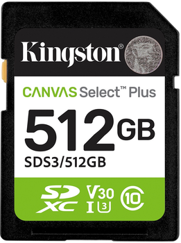 Karta pamięci Kingston Canvas Select Plus Gen3 SDXC 512GB Class 10 UHS-I U3 V30 (SDS3/512GB)