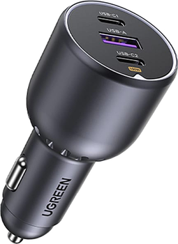 Автомобільний зарядний пристрій Ugreen EC705 2xUSB-C 1xUSB-A 130W QC3.0 Black (6941876230259)