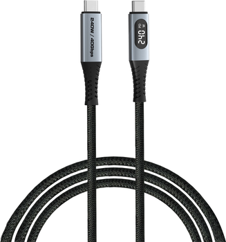 Kabel zasilający i synchronizujący Verbatim z wyświetlaczem 240 W, USB-C do USB-C, 120 cm, czarny (23942318491)