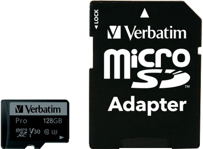Karta pamięci Verbatim Pro microSDHC 128GB Class UH-3 + SD-adapter (23942470441)