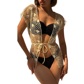 Накидка на купальник пляжна жіноча бежевий XL