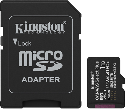 Карта памяти Kingston Canvas Select Plus Gen3 microSDXC 1TB Class 10 UHS-I U3 V30 A1 + SD-adapter (SDCS3/1TB)