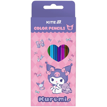 Олівці кольорові тригранні Kite Kuromi 12 кольорів HK25-053