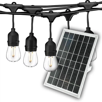 Уличная ретро гирлянда на солнечных панелях Solar-Drop Light Е27 IP65 влагозащищенная 10м 20 ламп (+2 запасные)