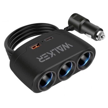 Автомобільний розгалужувач WALKER WSC-21 3в1 80W / USB_2.1A / Type-C_2.1A 72128