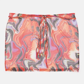 Юбка мини летняя прямая женская H&M 1084102 3XL Разноцветная (KAY2000001631775)