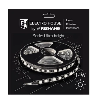 LED лента 14Вт 24В SMD2835 180 диодов, 1400 Лм, нейтральный белый 4000К, серия Ultra Bright Electro House by Rishang