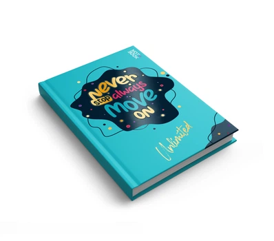 Блокнот В6 176 арк клітинка тверда обкладинка Never stop 1В2357 АРКУШ
