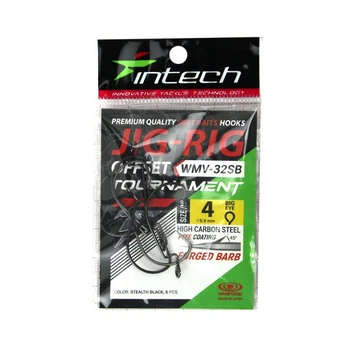 Крючок офсетный Intech Tournament JIG-RIG Offset WMV-32SB #04 (6 шт.), PTFE-покрытие, Forged Barb жало, для пресноводных и морских хищников, Made in Japan(FS_983C44D98E2F)