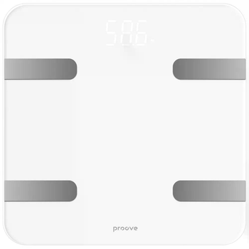 Смарт-весы напольные Proove Numbers, LED-дисплей, 180 кг, Bluetooth, белые (SLBP00010002)