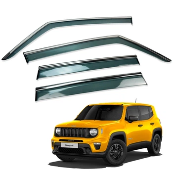 Дефлекторы окон (ветровики) для Jeep Renegade 2015+ с нерж. хром полоской (HAWK)
