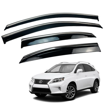 Дефлекторы окон (ветровики) для Lexus RX 2010-2015 с нерж. хром полоской (HAWK)