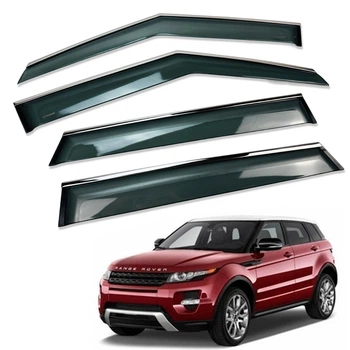 Дефлекторы окон (ветровики) для Land Rover Range Rover Evoque 2011+ с нерж. хром полоской (HAWK)