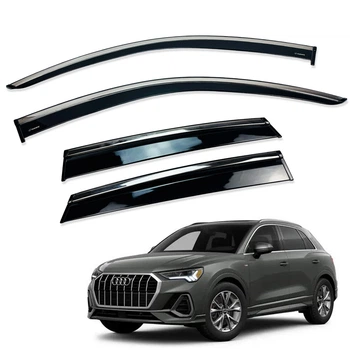 Дефлекторы окон (ветровики) для Audi Q3 2019+ с нерж. хром полоской (HAWK)