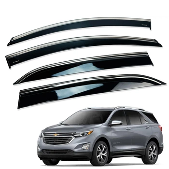 Дефлекторы окон (ветровики) для Chevrolet Equinox 2017-2024 с нерж. хром полоской (HAWK)