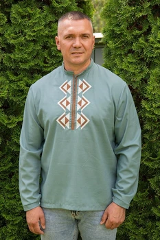 Вышиванка мужская Геометрическая 3XL Мятная (470103193-100)