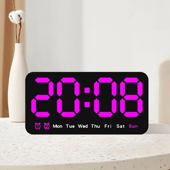 Годинник Deepfox DS-6638 LED цифровий електронний настільний Будильник Дата Температура 21.5х11см фіолетовий