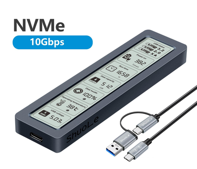 Зовнішня кишеня Shuole TP26P-10G для NVMe (PCIe) M2 SSD USB 3.2 Type-C з дисплеєм